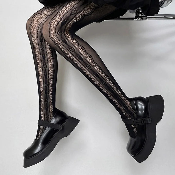 Meias femininas sensuais de malha alta na coxa, meias de malha JK Lolita Punk, para meninas, meias arrastão ocas, meia-calça de nylon Y2K
