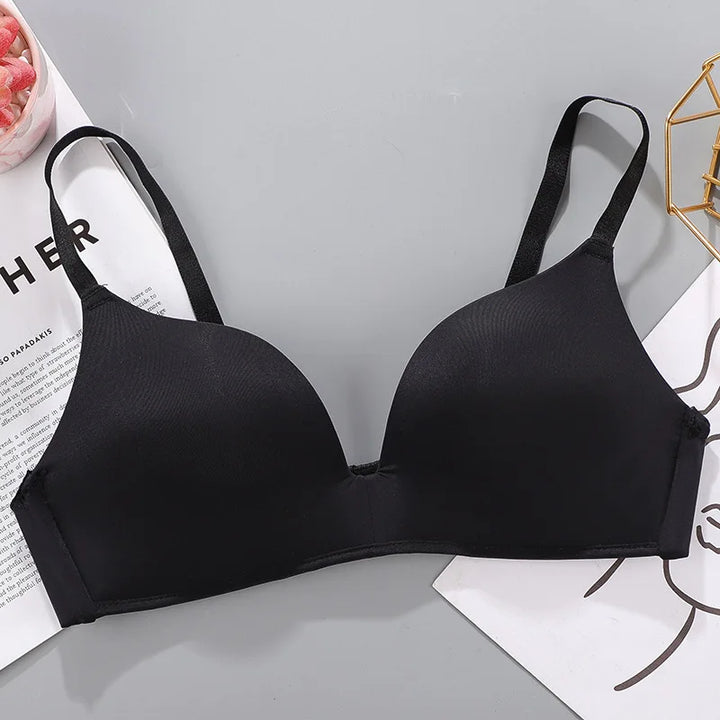 Sutiã sem costura feminino sexy sem aro push up roupa íntima meninas estudantes respirável fino 10 cores sutiãs sutiã feminino respirável franzido