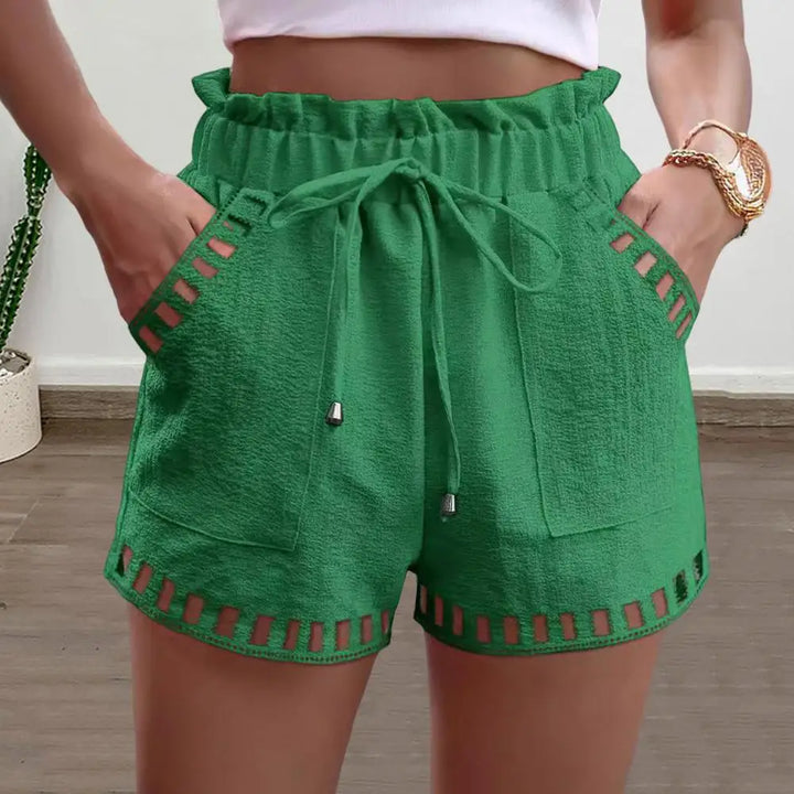 Shorts femininos de mistura de algodão, casual, cintura alta, bolso, calça harém, verão, fina, moda praia, respirável, roupas femininas