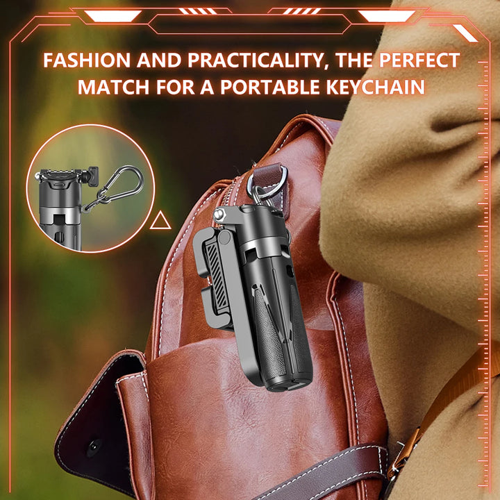 Suporte de tripé sem fio para selfie, suporte remoto Bluetooth dobrável para telefone de mesa com chaveiro para fotos com celular Tiktok
