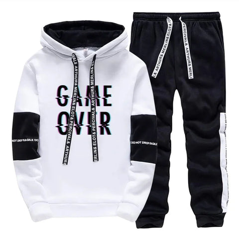 Tracksuit Men's Print Casual Hooded Sweatshirts 2 Piece Set Gym Jogging Outfits Men Daily Commuting Clothing Street Comfort Suit