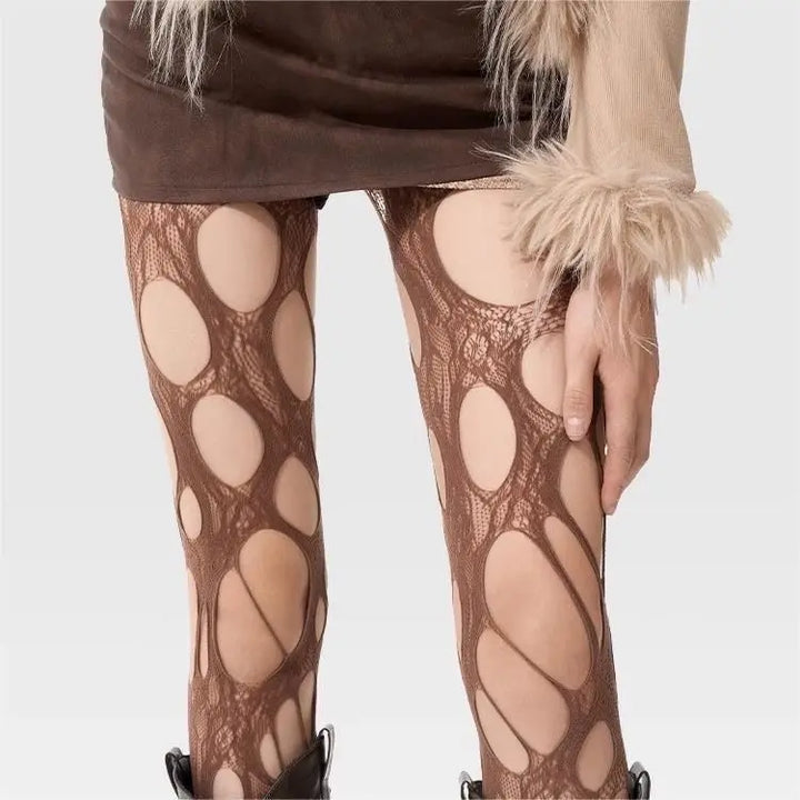 Meias arrastão de cintura alta sexy femininas, meia-calça de malha, meia-calça de malha, jeans rasgado, meias longas, lingerie quente