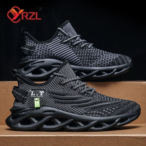 YRZL Mens Sport Shoes Respirável Leve Tênis Outdoor Malha Preto Tênis de Corrida Atlético Jogging Tênis Caminhada Sapatos Homem