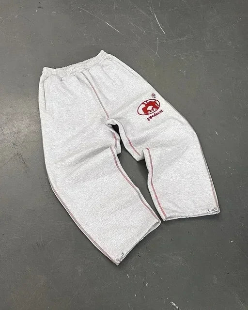 Calças casuais cinza bordadas Y2k camufladas funcionais táticas funcionais masculinas e femininas premium com cordão para corrida