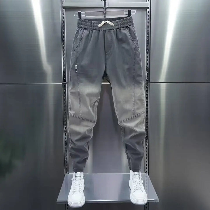 Calça jeans masculina casual solta e luxuosa, estilo boyfriend lavado, para primavera e outono, calça de cowboy casual solta, designer de rua