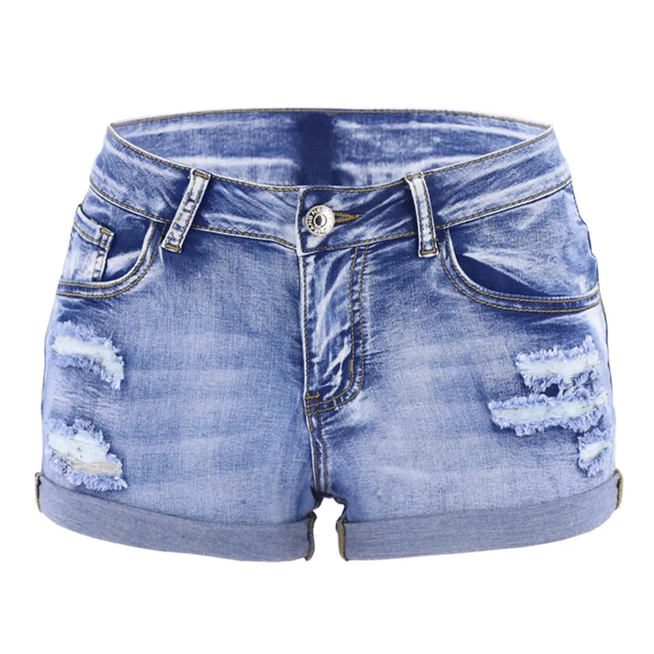 Shorts jeans femininos divididos, verão, praia, moda selvagem, sexy, cintura média, punho enrolado, elástico perfurado, ajuste fino, shorts casuais