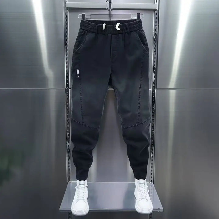 Calça jeans masculina casual solta e luxuosa, estilo boyfriend lavado, para primavera e outono, calça de cowboy casual solta, designer de rua
