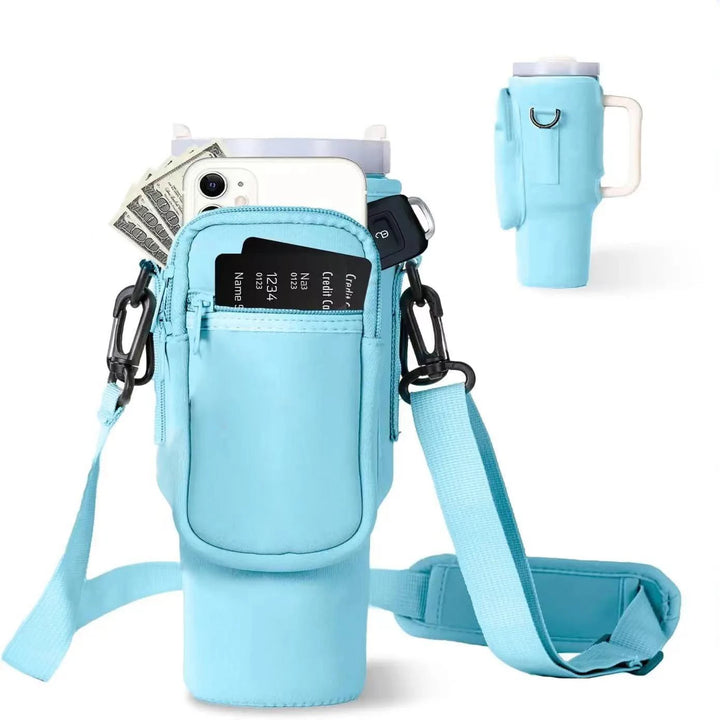 Bolsa para Garrafa de Água com Bolso para Telefone para Stanley Cup 40 oz, Suporte para Garrafa de Água Alça Ajustável Acessórios para Stanley Cup
