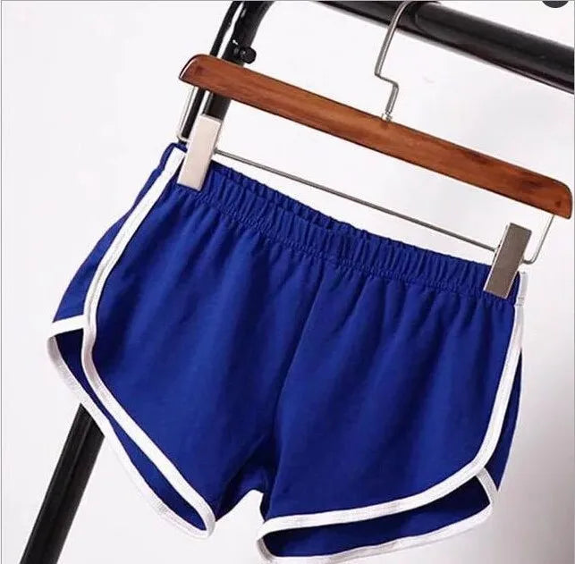 Shorts esportivos femininos de cintura média, slim fit, calças curtas elásticas altas para o verão, feminino, para corrida, exercícios, praia, calças curtas
