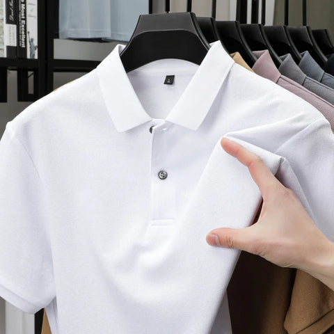 100% pure cotton  men's summer new short sleeve high-end business fashion custom casual breathable trend polo shirt top T-shirt