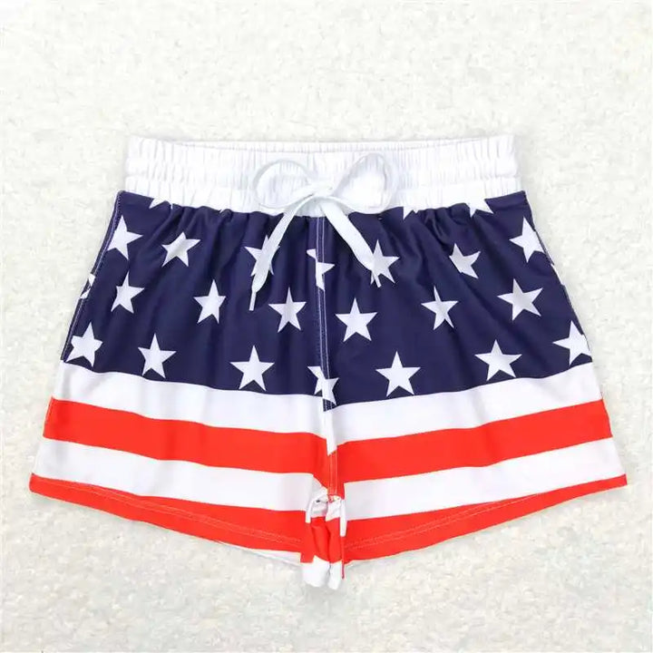 Atacado Bebê Menino Verão Estrelas Listras Roupas Maiô Crianças Swimwear Infantil 4 de Julho Calções de Banho Shorts