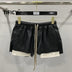 Moda feminina básica couro PU quatro bolsos de canto shorts confortáveis ​​novas calças curtas pretas versáteis