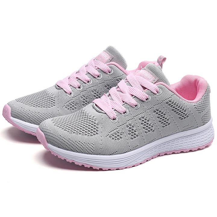 Sapatos femininos leves e rasos, calçados de enfermeira com cadarço, tênis de bico redondo, calçados femininos para caminhada, tamanhos grandes