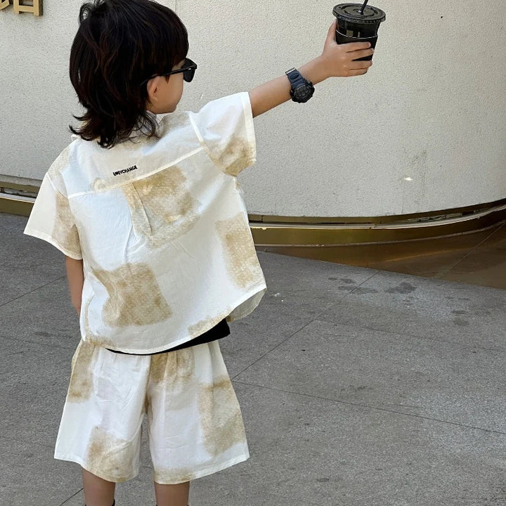 2-10 anos de idade crianças rosa verão roupas meninos algodão manga curta camisa conjunto 2025 novo bebê verão roupas finas