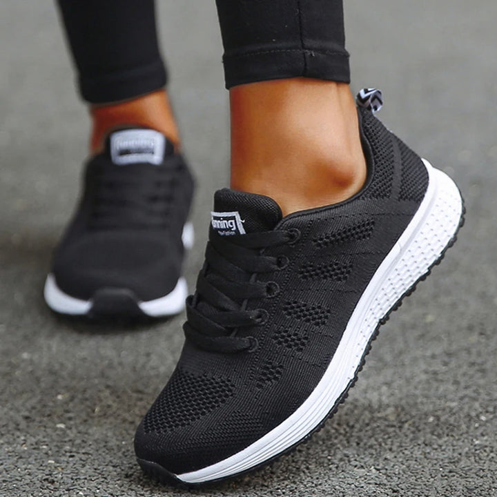 Sapatos femininos leves e rasos, calçados de enfermeira com cadarço, tênis de bico redondo, calçados femininos para caminhada, tamanhos grandes